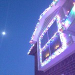 Moon and Christmas lights